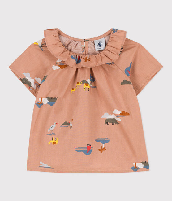 Blusa manica corta bebè in popeline stampato VINTAGE/ MULTICO
