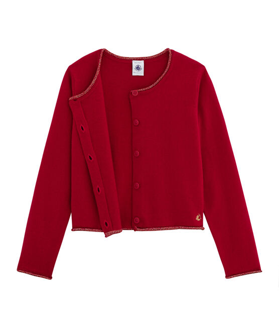 Cardigan tricot bambina rosso TERKUIT