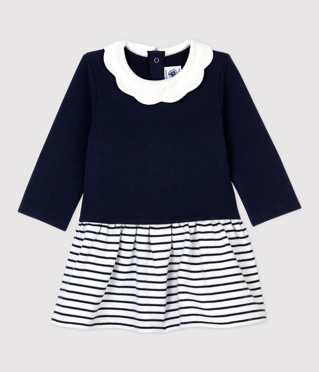 Abito in molleton beb&egrave;. bianco/blu