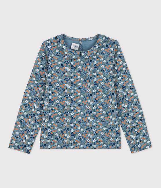 T-shirt bambina a maniche lunghe in cotone a fiori ROVER/ MULTICO