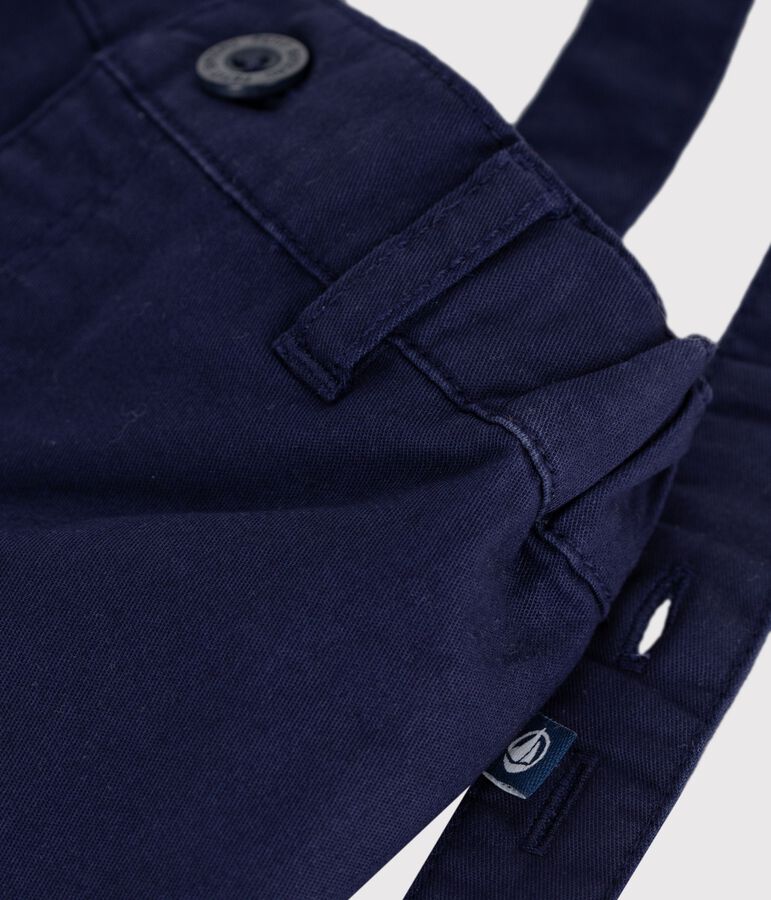 Shorts con bretelle in serge neonato blu