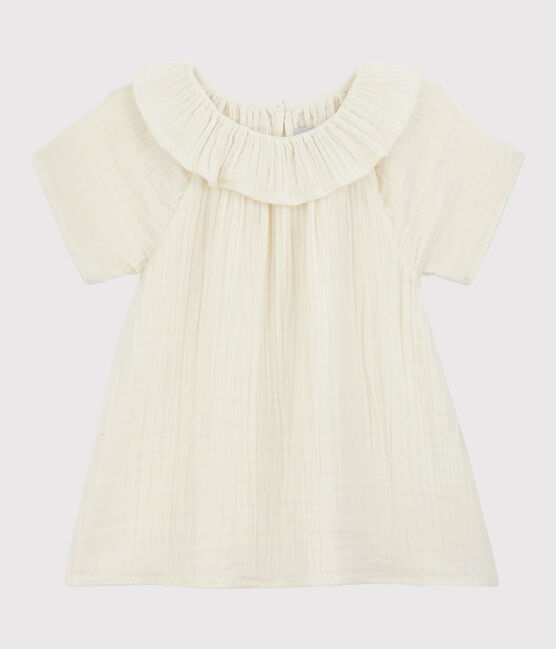 Blusa in garza di cotone bio bambina bianco MARSHMALLOW