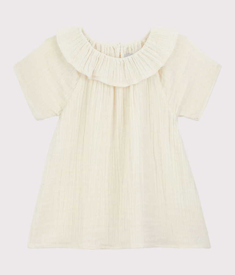 Blusa in garza di cotone bio bambina bianco