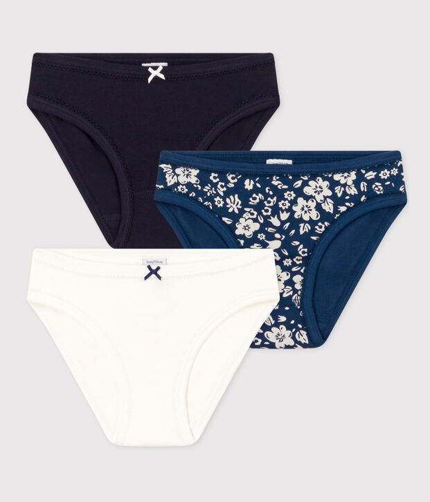 Confezione da 3 slip in cotone bambina motivo fiore multicolore