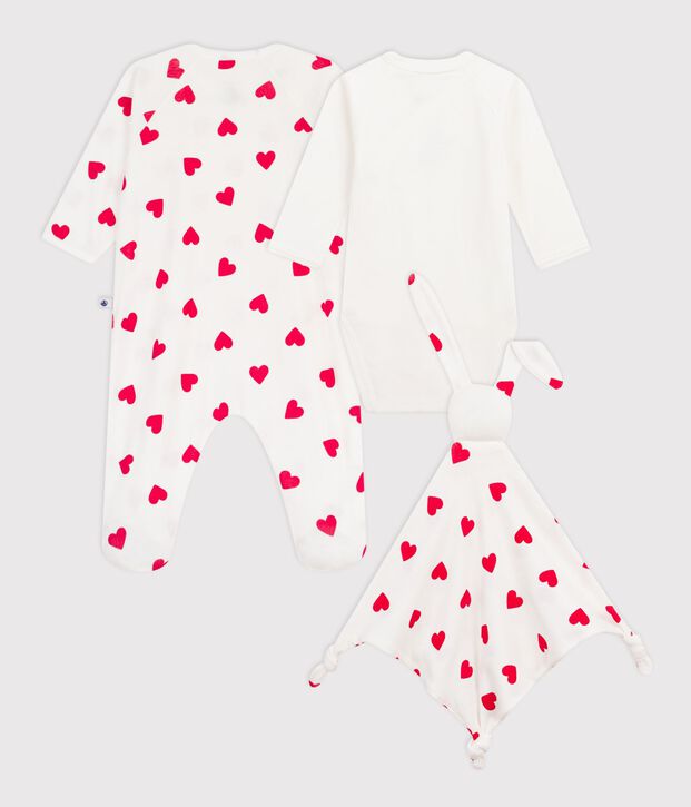 Confezione regalo nascita in cotone con stampa cuore multicolore