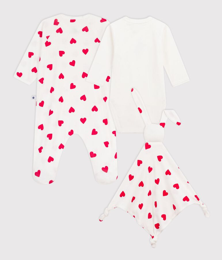 Confezione regalo nascita in cotone con stampa cuore multicolore