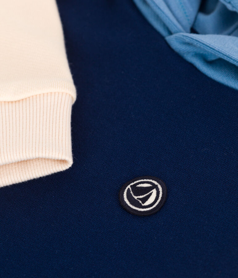 Felpa con cappuccio in cotone tinta unita bambino blu MEDIEVAL/bianco MULTICO