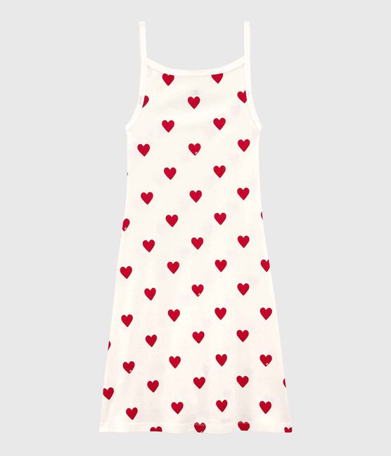 Abito a cuori con spalline in cotone Donna bianco MARSHMALLOW/rosso TERKUIT
