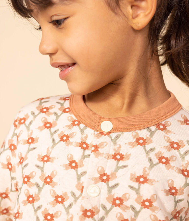 Cardigan fantasia in tubique trapuntato bambina ecru/multicolore