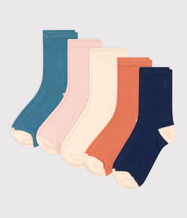Confezione da 5 paia di calzini tinta unita bambino unisex multicolore