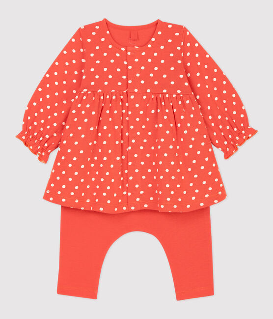 Abito leggings a pois bebè femmina in cotone biologico OURSIN/ ECUME