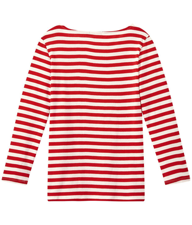 T-shirt donna maniche lunghe in costina originale 1x1 rosso/bianco