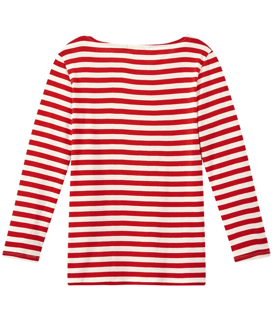 T-shirt donna maniche lunghe in costina originale 1x1 rosso TERKUIT/bianco MARSHMALLOW
