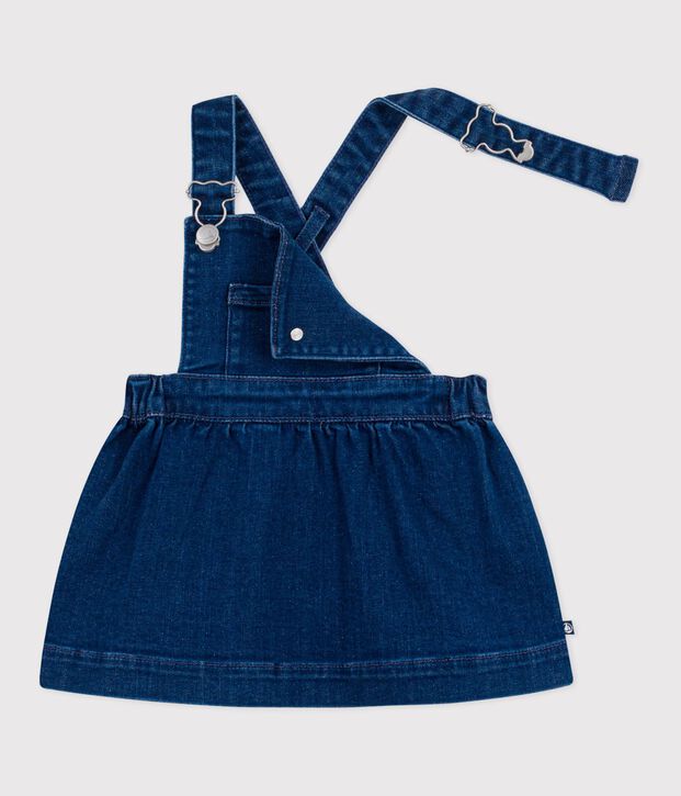 Abito salopette in denim neonata blu