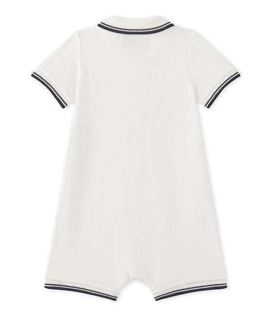 Coordinato corto per bebè maschio in jersey piqué bianco MARSHMALLOW