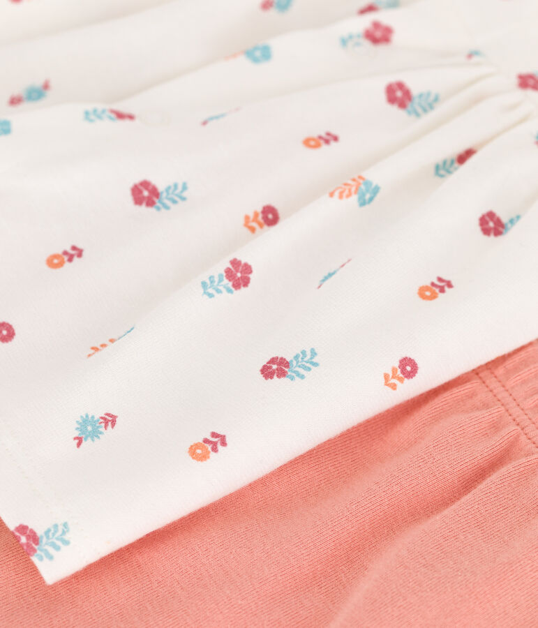 Completo nascita due pezzi in cotone con blusa a volant bianco MARSHMALLOW/bianco MULTICO