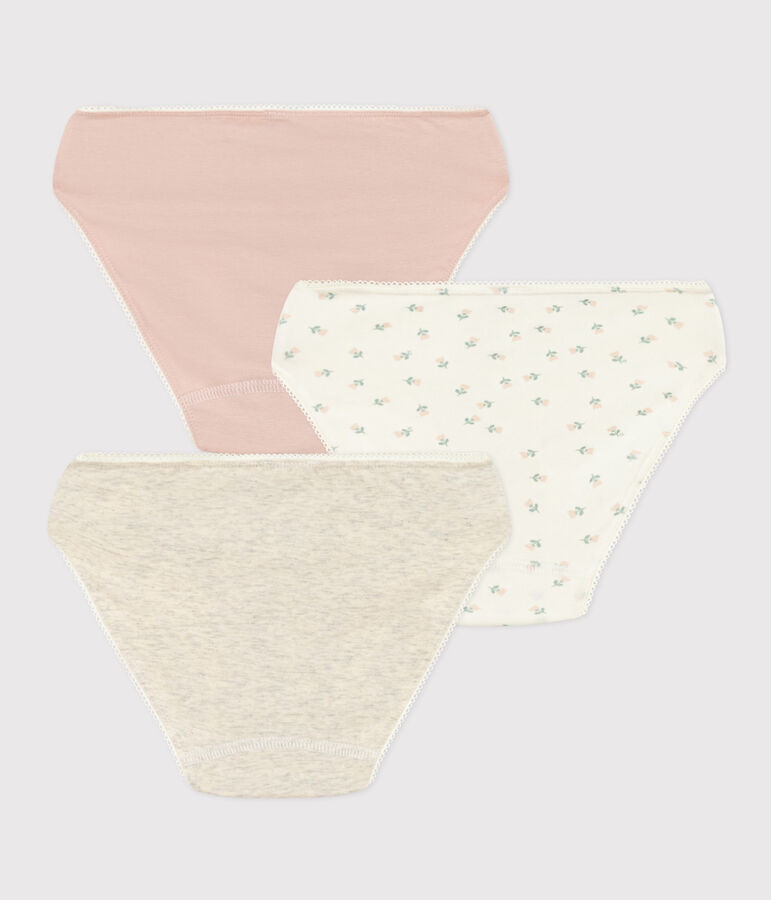 Confezione da 3 slip a fiori bambina in cotone ed elastam multicolore