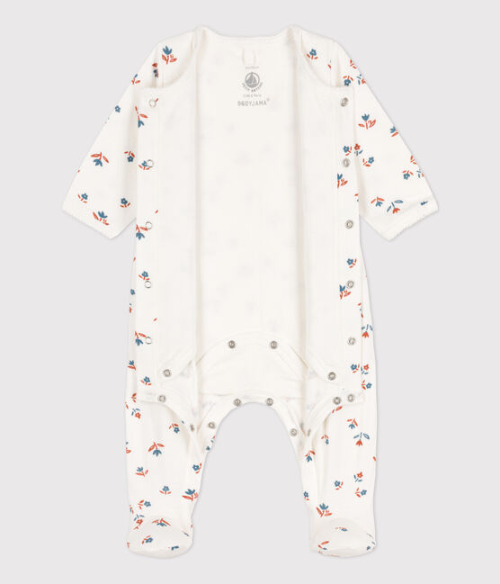 Bodyjama fiore in tubique per neonati bianco MARSHMALLOW/bianco MULTICO