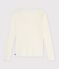 T-shirt con ampio scollo arrotondato in misto lana e cotone tinta unita donna MILK