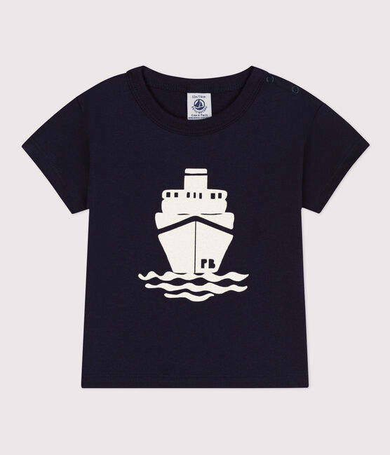 T-shirt bebè a maniche corte in jersey con motivo blu SMOKING