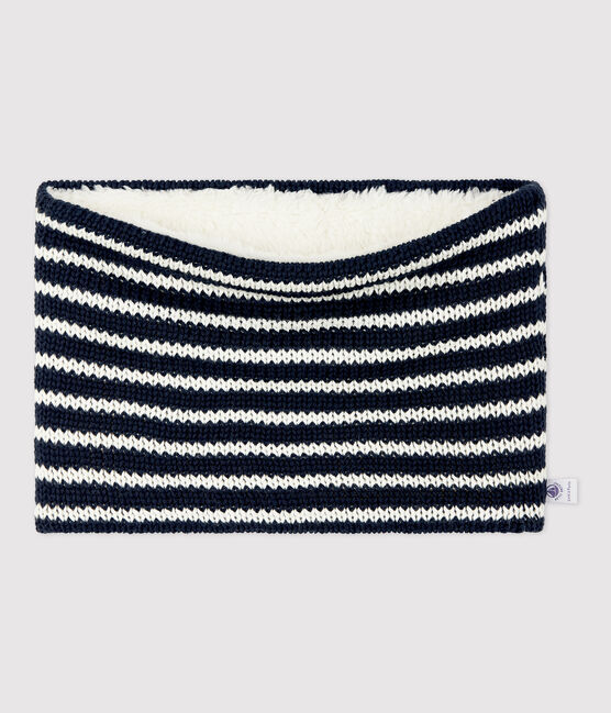 Snood bambina-bambino blu SMOKING/bianco MARSHMALLOW