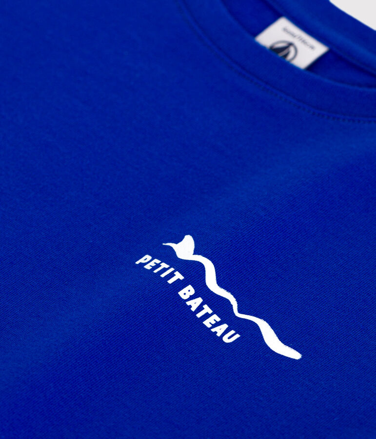 T-shirt a maniche corte in cotone con stampa bambino blu