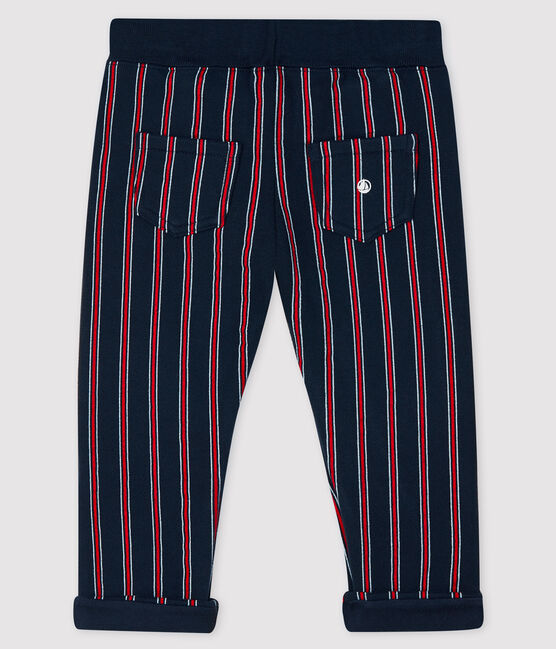 Pantalone bebè maschio in molleton blu SMOKING/bianco MULTICO