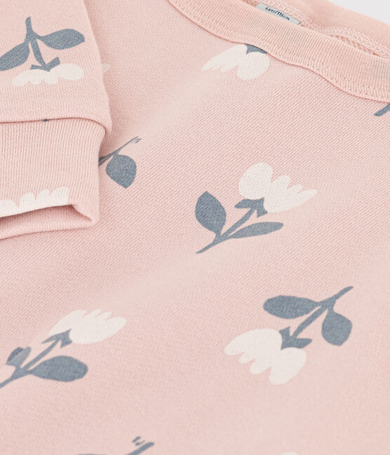 Felpa bambina in molleton rosa SALINE/bianco MULTICO