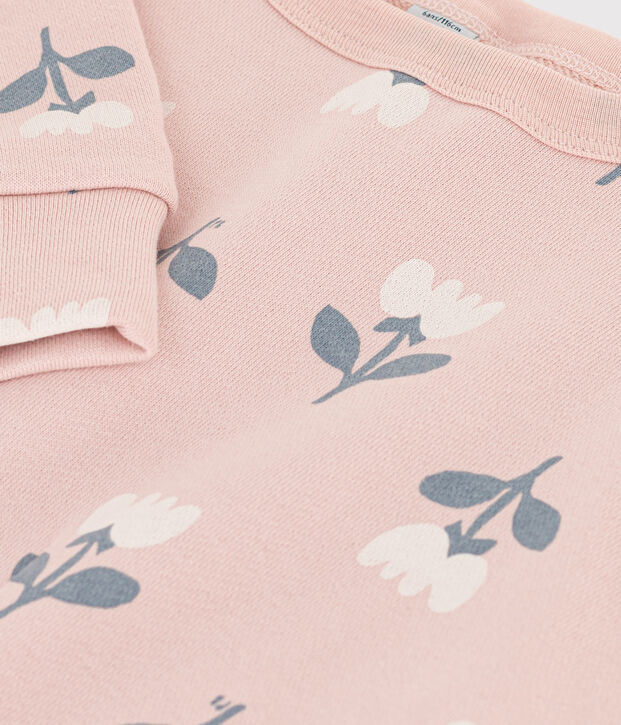 Felpa bambina in molleton rosa/multicolore