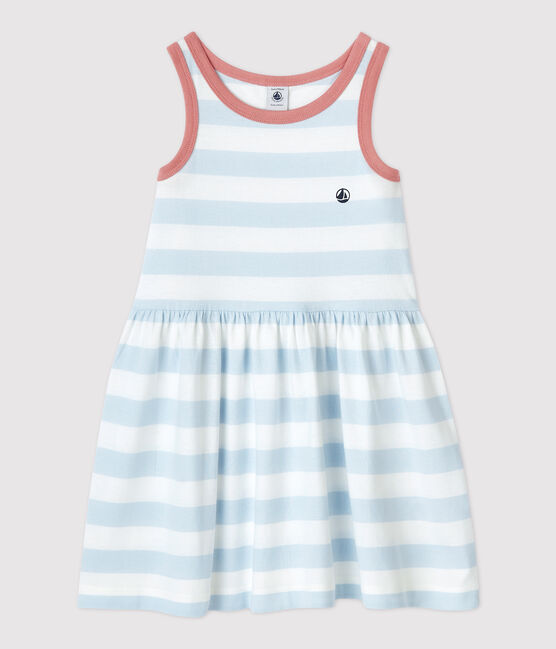 Abito senza maniche in cotone a righe bambina PLEINAIR/ MARSHMALLOW