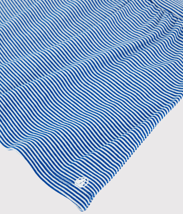 Abito a righe a manica corta in costina beb&egrave; femmina blu/bianco