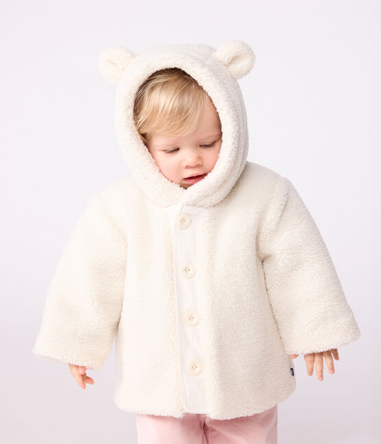 Cappotto con cappuccio imbottito in sherpa neonato ecru MILK