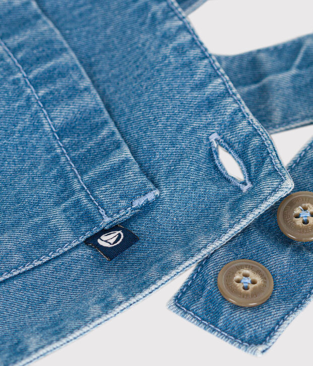 Salopette corta beb&egrave; in denim leggero blu