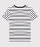 T-shirt L'ICONIQUE scollo a V in cotone Donna bianco MARSHMALLOW/blu SMOKING