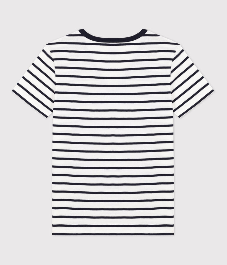 T-shirt L'ICONIQUE scollo a V in cotone Donna bianco/blu