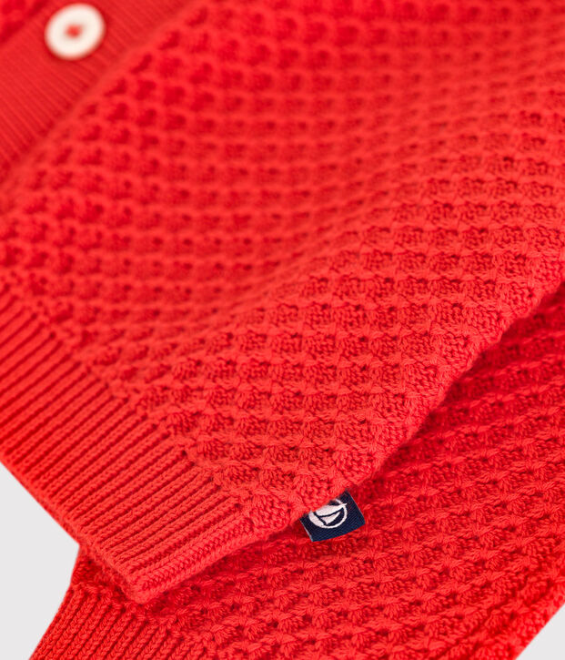 Cardigan in cotone a punto fantasia neonata rosso