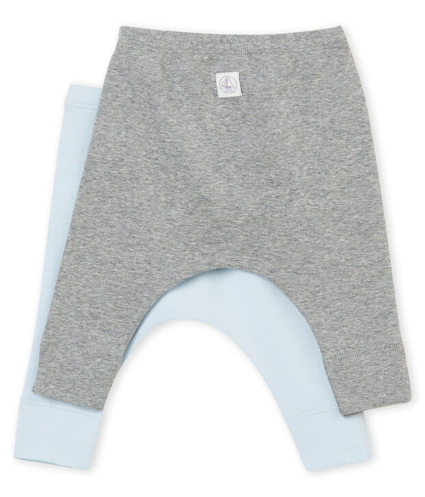 Lotto di due leggings beb&eacute; unisex a costina 1x1 grattata tinta unita multicolore
