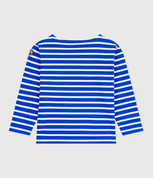 Maglia a righe a maniche lunghe in cotone unisex blu/bianco