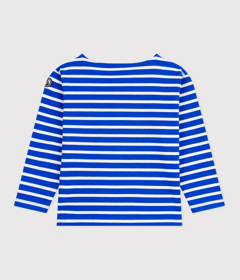 Maglia a righe a maniche lunghe in cotone unisex blu/bianco