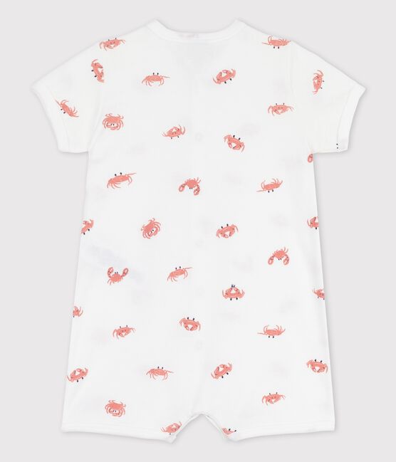 Tutina corta bebè granchietti in cotone bianco MARSHMALLOW/bianco MULTICO