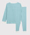 Pigiama bambina/bambino a righe in cotone e Lyocell blu MIROIR/bianco MARSHMALLOW