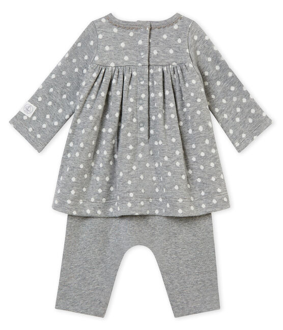 Abito leggings per bebé femmina grigio SUBWAY/bianco MULTICO