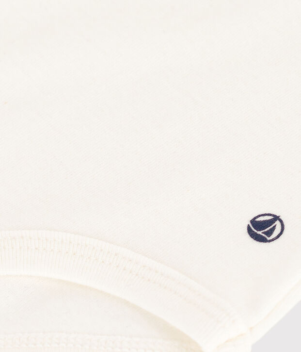 Body in cotone a manica corta e con colletto beb&egrave; bianco