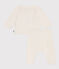 Completo 2 pezzi in maglia di lana e cotone jacquard neonato bianco MARSHMALLOW