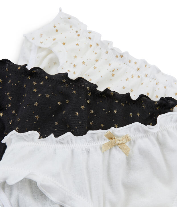 Trio slip bambina con balze multicolore