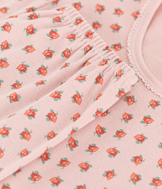 Pigiama bambina manica corta in cotone rosa SALINE/bianco MULTICO