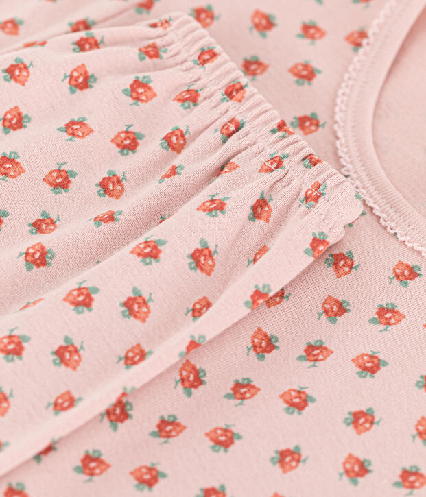 Pigiama bambina manica corta in cotone rosa/multicolore