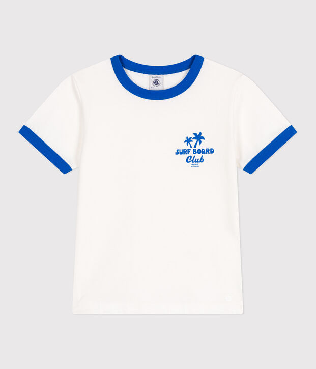 T-shirt a maniche corte in cotone con stampa bambino bianco