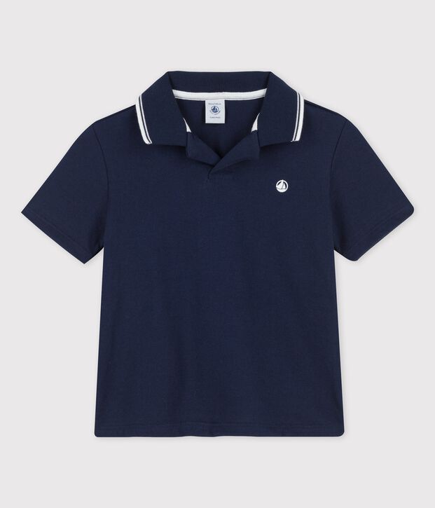 Polo manica corta in jersey bambino blu