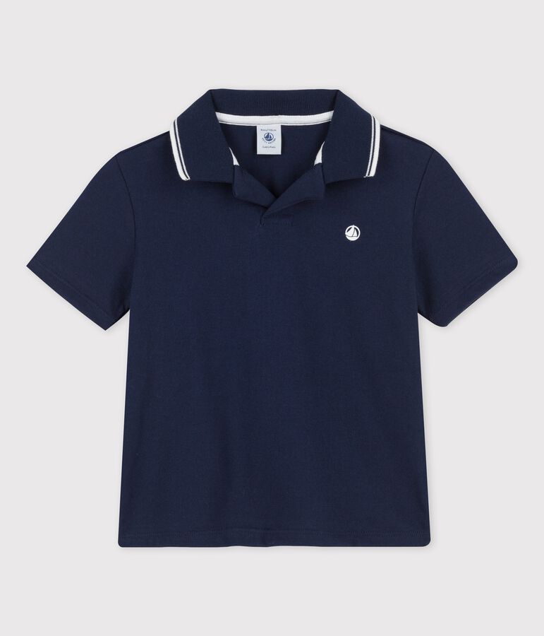 Polo manica corta in jersey bambino blu